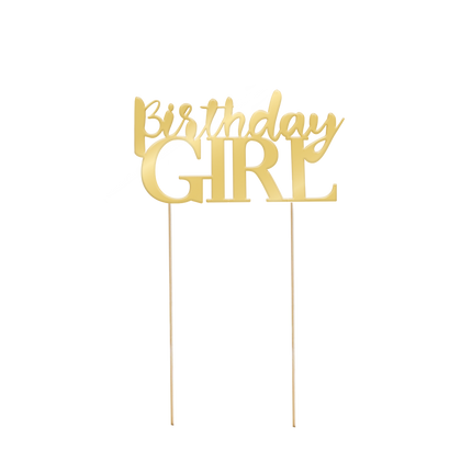 Décor de gâteau d'anniversaire de fille doré