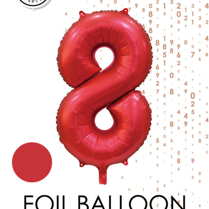 Ballon numéro rouge 8 ans brillant 86cm
