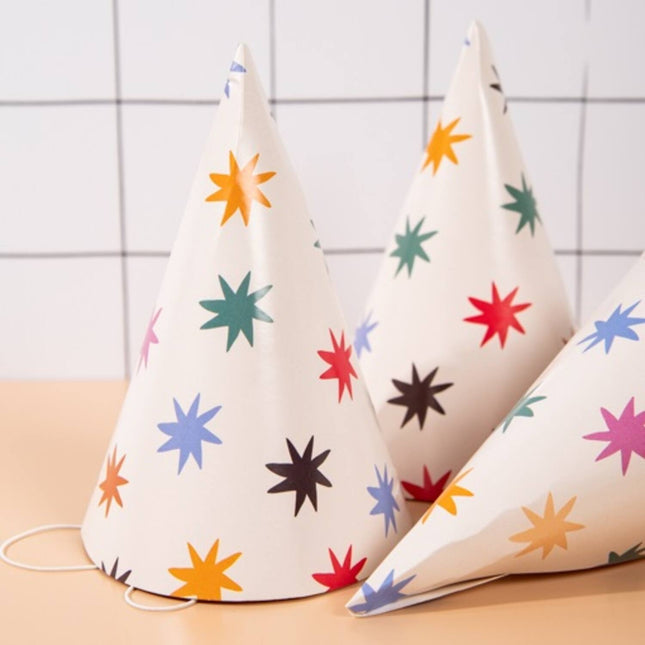 Chapeaux de fête étoilés colorés 6pcs