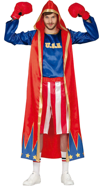 Costume de boxeur Rouge Bleu