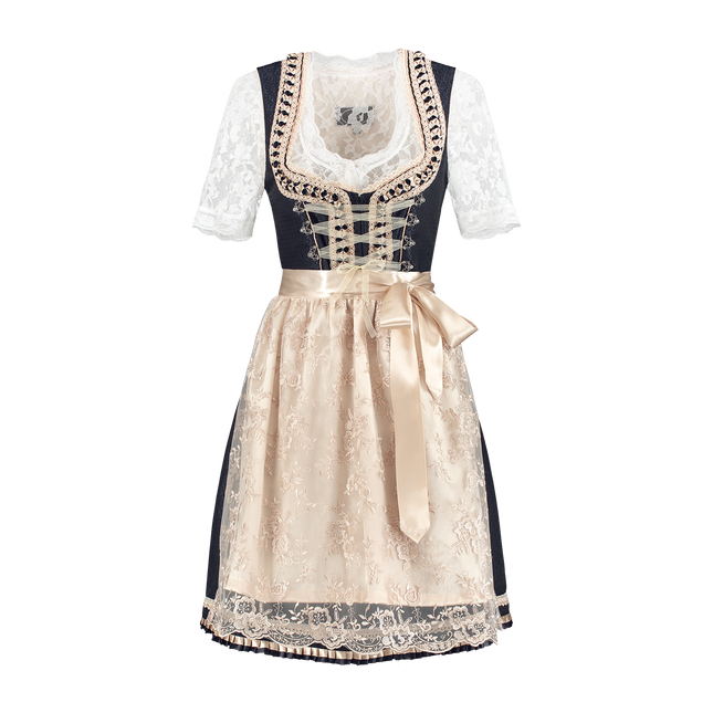Blanc Bleu Robe Dirndl Oktoberfest Dames 2 pièces