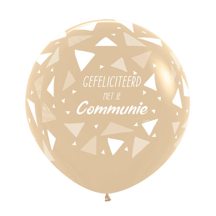 Ballons Félicitations pour ta communion Triangles Blanc Sable 61cm 3pcs