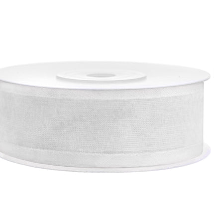 Ruban Chiffon Blanc avec bordure 25mm 25m