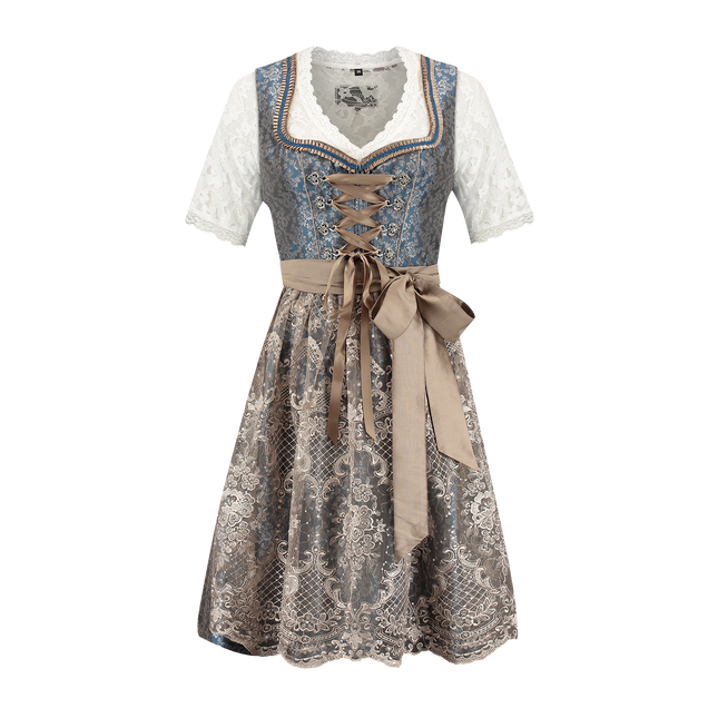 Blanc Bleu Robe Dirndl Oktoberfest Rose Dames