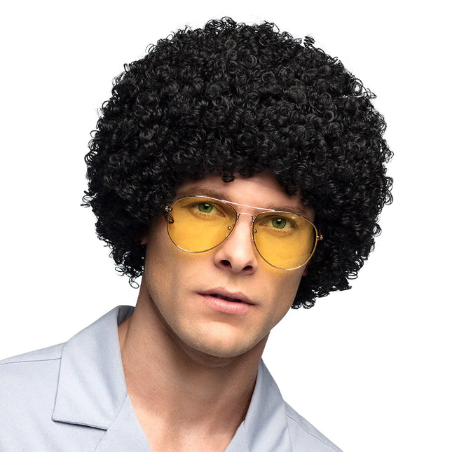 Perruque noire boucles