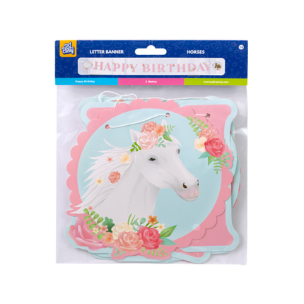 Guirlande de lettres Happy Birthday Chevaux 2.5m
