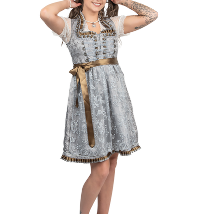 Silver Dirndl Robe Oktoberfest Femmes 2 Pièces