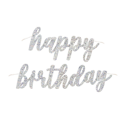 Guirlande de lettres d'anniversaire Happy Birthday argenté 83.8cm