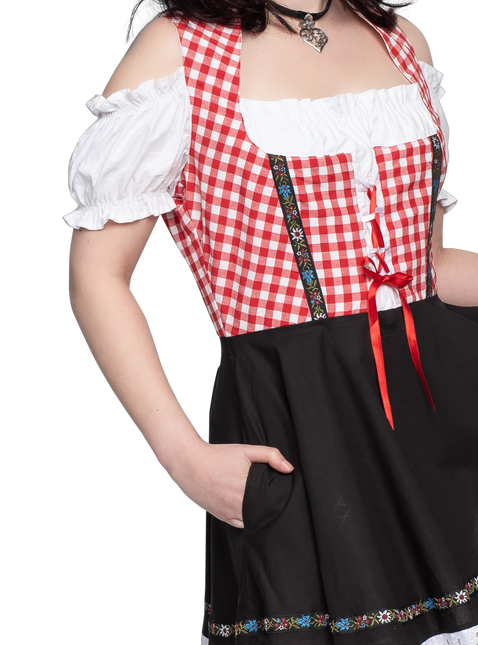 Robe Dirndl Oktoberfest Rouge Blanc Noir Dames
