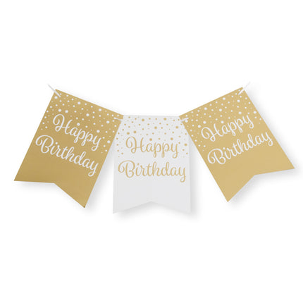 Bannière Happy Birthday Or Blanc 6m