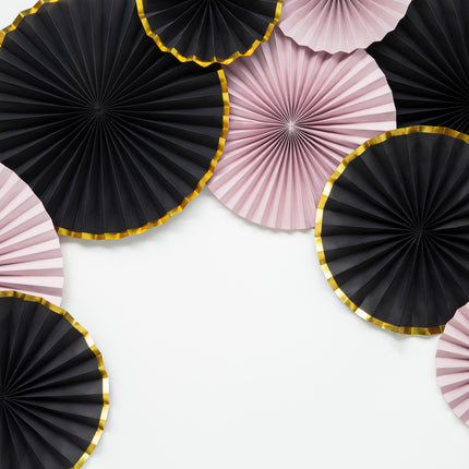 Eventails en papier noir 23-40cm 3 pièces