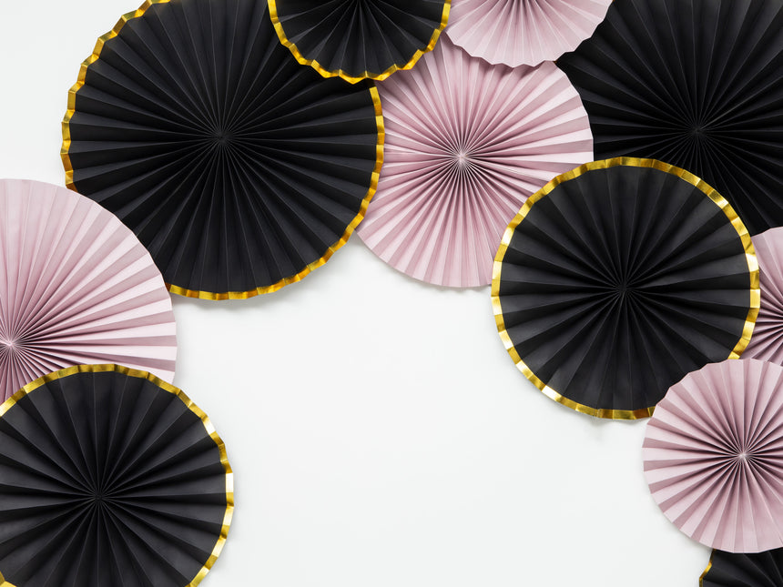 Eventails en papier noir 23-40cm 3 pièces