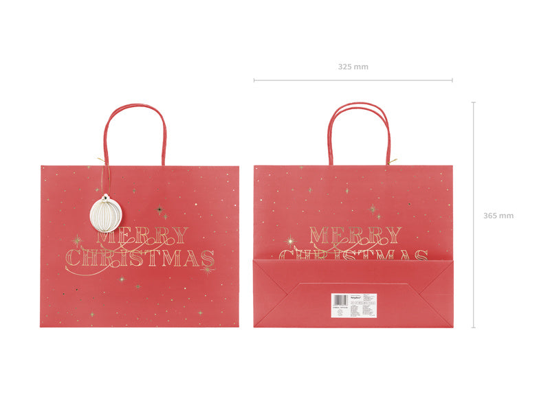 Sac cadeau Joyeux Noël Rouge 32.5cm