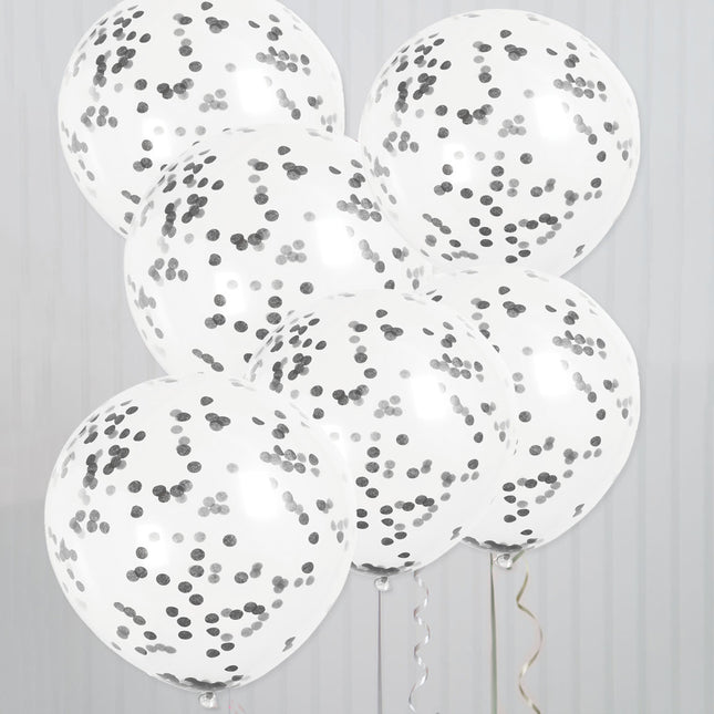 Ballons Confetti Noirs 40cm 6pcs