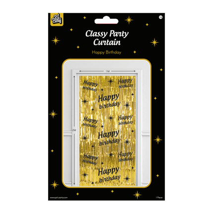 Rideau de porte Joyeux Anniversaire Or Noir