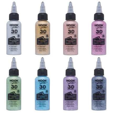 Peinture pour tissu Moon Glitter Holographic Glitter Silver 30ml
