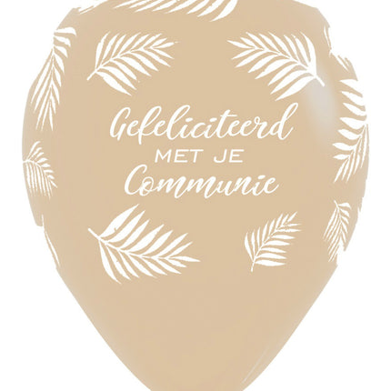 Ballons Félicitations pour ta communion Palmes Sable blanc 30cm 25pcs