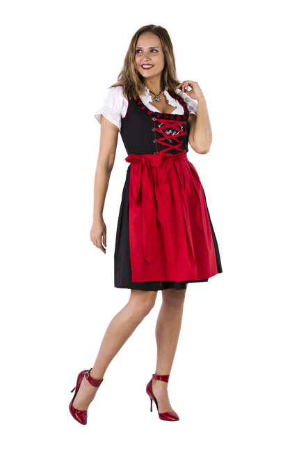 Noir Rouge Robe Dirndl Oktoberfest Dames