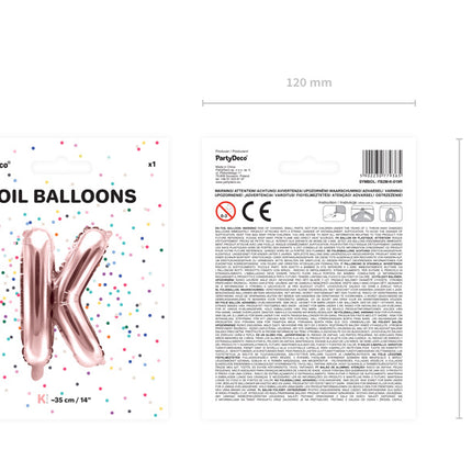 Ballon de baudruche Lettre K Rose Or Vide 35cm