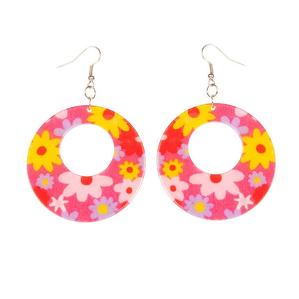 Boucles d'oreilles hippie rose fluo