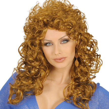 Perruque marron clair Cheveux mi-longs Boucles