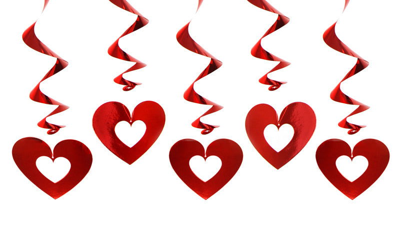 Décoration suspendue Coeurs rouges 60cm 5pcs