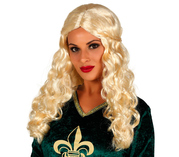 Perruque boucles blondes