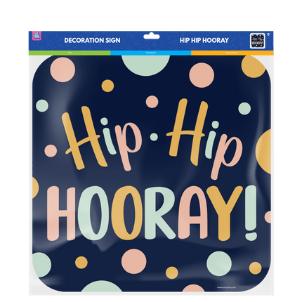 Plaque de porte Happy Birthday Hip Hip Hooray 50cm
