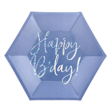 Assiettes Happy B'Day Bleu 20cm 6pcs