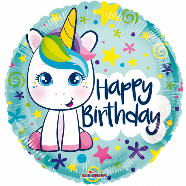 Ballon à l'hélium Happy Birthday Unicorn 45cm vide