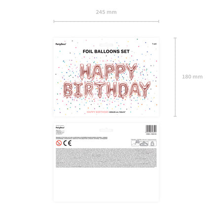 Jeu de ballons à lettres Happy Birthday Rose Gold Vide 3.4m