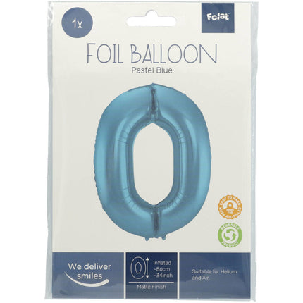Ballon de baudruche Figure 0 Bleu pastel XL 86cm vide