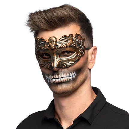 Halloween Masque pour les yeux Tête de mort brune
