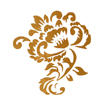 Tissu organza blanc imprimé de fleurs royales dorées et argentées 36cm 9m