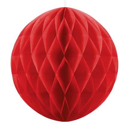 Boule en nid d'abeille rouge 40cm