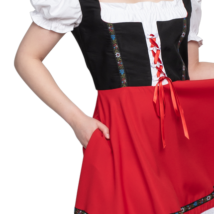 Robe Dirndl Oktoberfest Noir Rouge Dames
