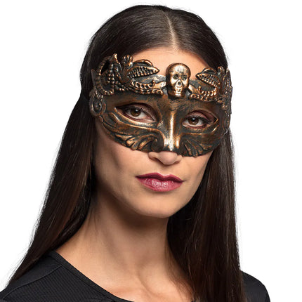 Halloween Masque pour les yeux Tête de mort brune