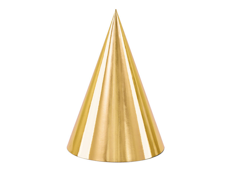 Chapeaux de fête dorés 16cm 6pcs