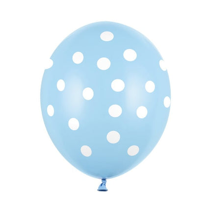 Ballons de baudruche bleu clair à pois blancs 30cm 6pcs