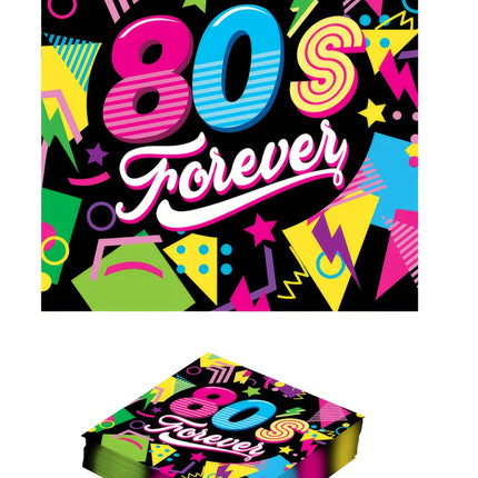 Serviettes de table néon 80S 33cm 12pcs