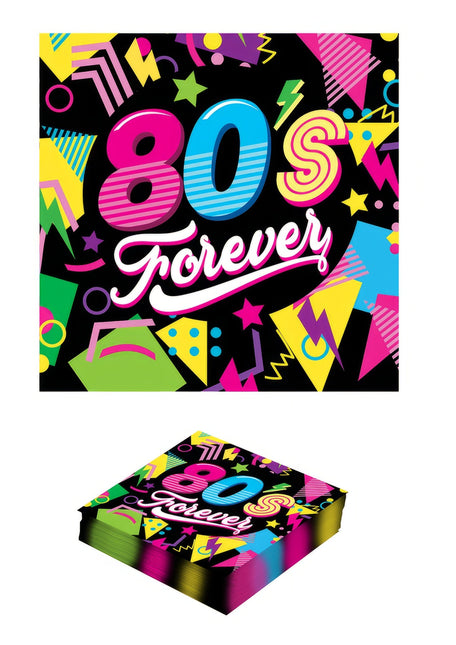 Serviettes de table néon 80S 33cm 12pcs