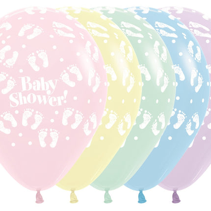 Ballons Baby Shower Footprints Pastel Matte Mix 30cm 25pcs