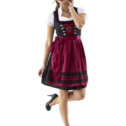 Noir Rouge Robe Dirndl Oktoberfest Dames Bordeaux