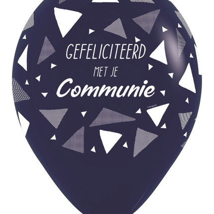 Ballons Félicitations pour ta communion Triangles Bleu marine 30cm 25pcs