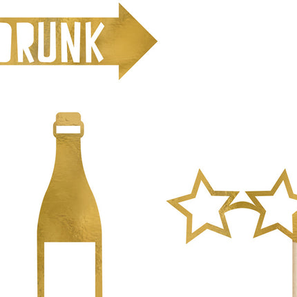 Photobooth Let'S Celebrate Gold 8pcs