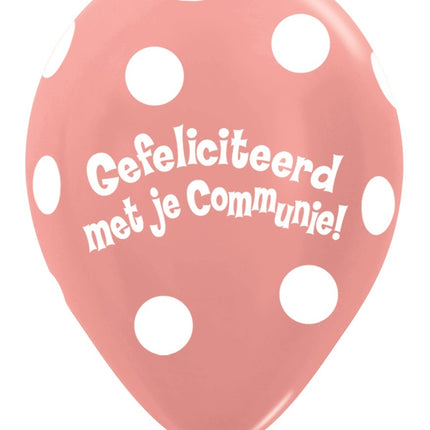 Ballons Communion Polka Dots Metallic Rose Gold 30cm 50pcs