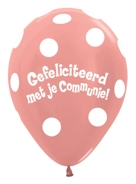 Ballons Communion Polka Dots Metallic Rose Gold 30cm 50pcs