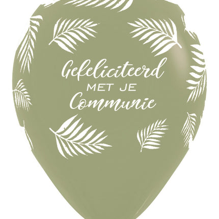 Ballons Félicitations pour ta communion Palmes Eucalyptus 30cm 25pcs