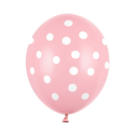 Ballons de baudruche rose clair à pois blancs 30cm 6pcs