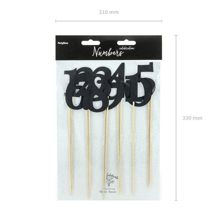 Cake Toppers Table Numbers Black 26cm 11pcs
